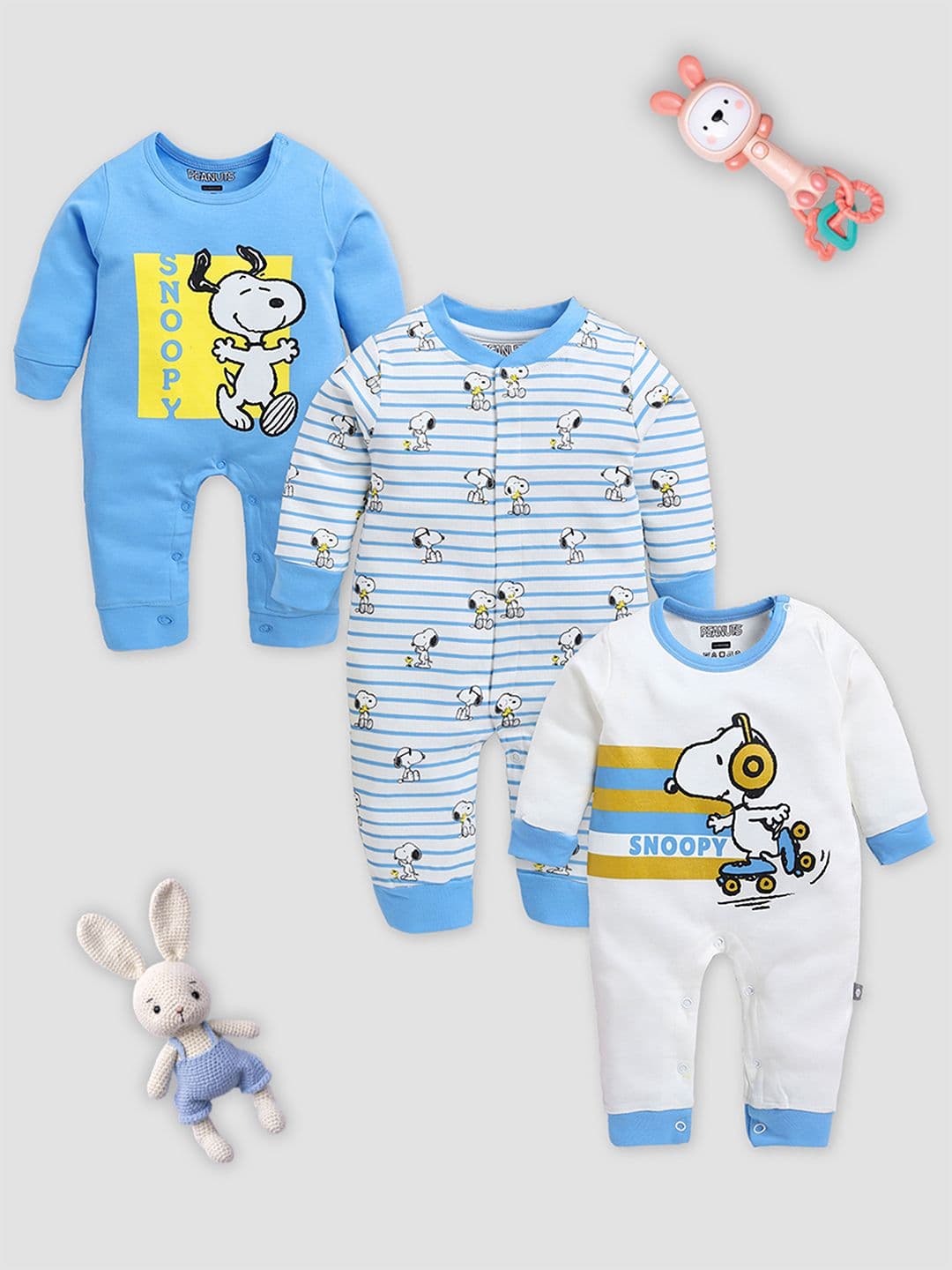 YK X Tinyo Infant Set Of 3 Pure Cotton rompers - view 1