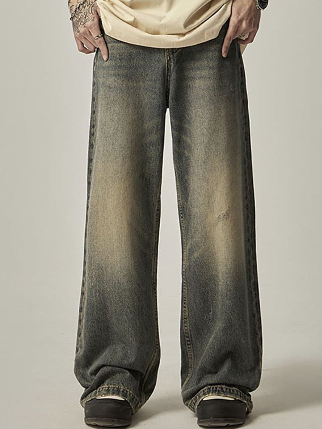StyleCast x Revolte Men Wide Leg Medium Shade Jeans - view 1