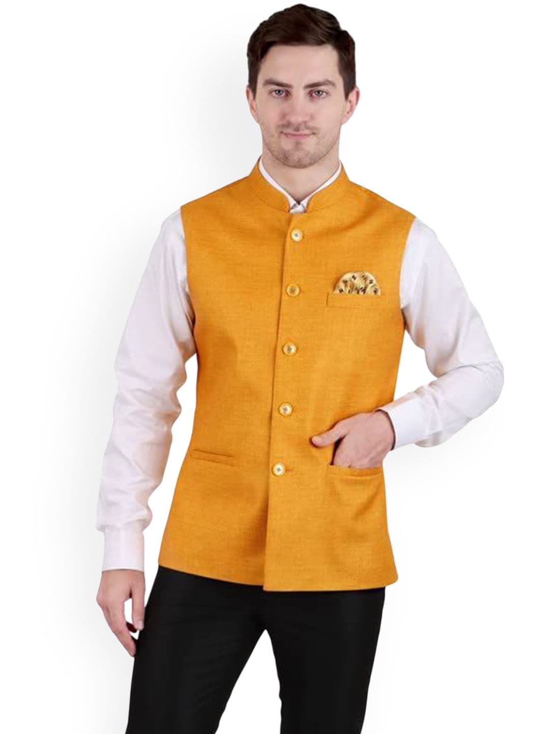 GRACYSHADE Mandarin Collar Jute Nehru Jacket - view 1
