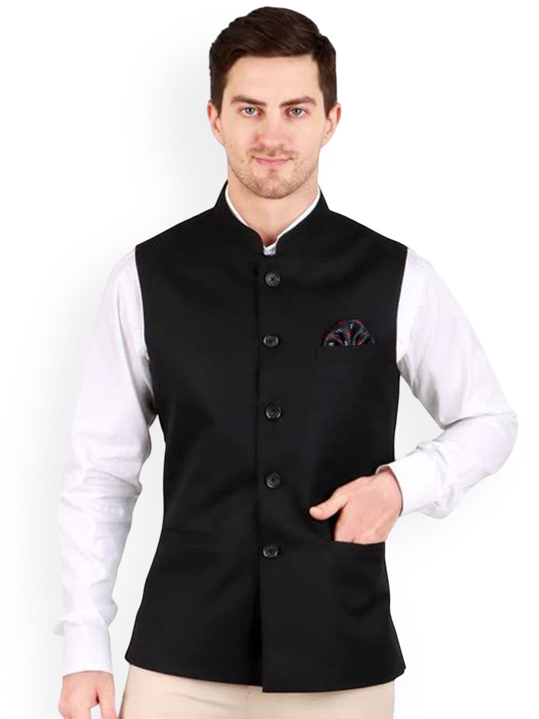 GRACYSHADE Mandarin Collar Cotton Nehru Jacket - view 1