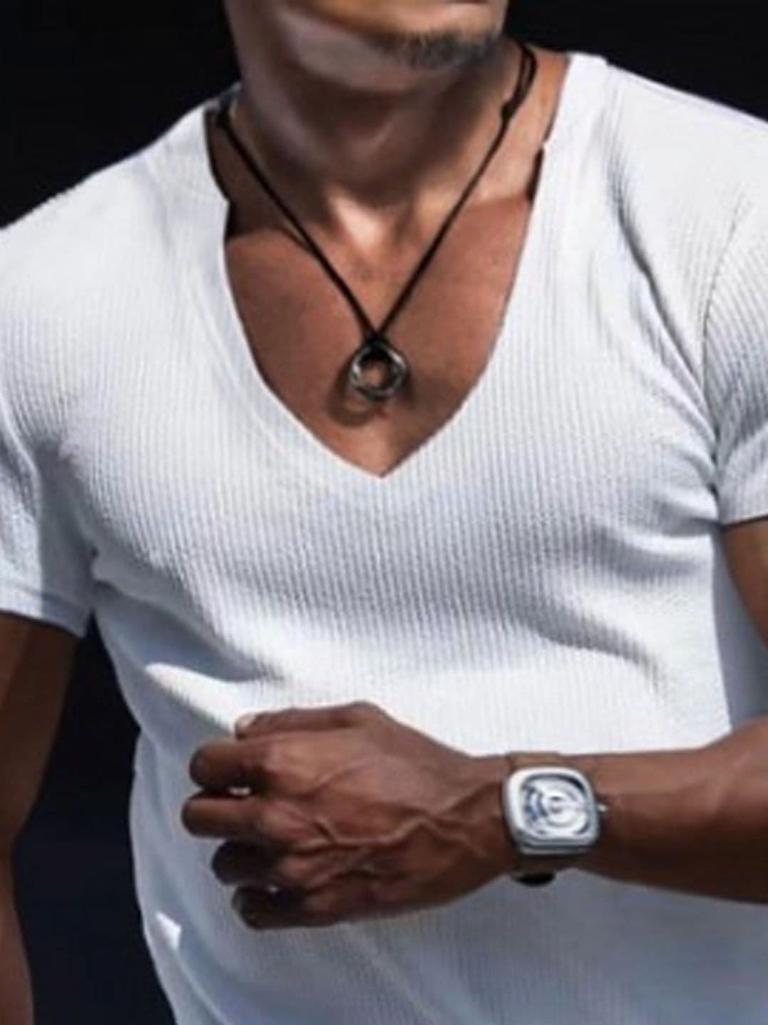 StyleCast Men Solid V-Neck Slim Fit T-shirt - view 1