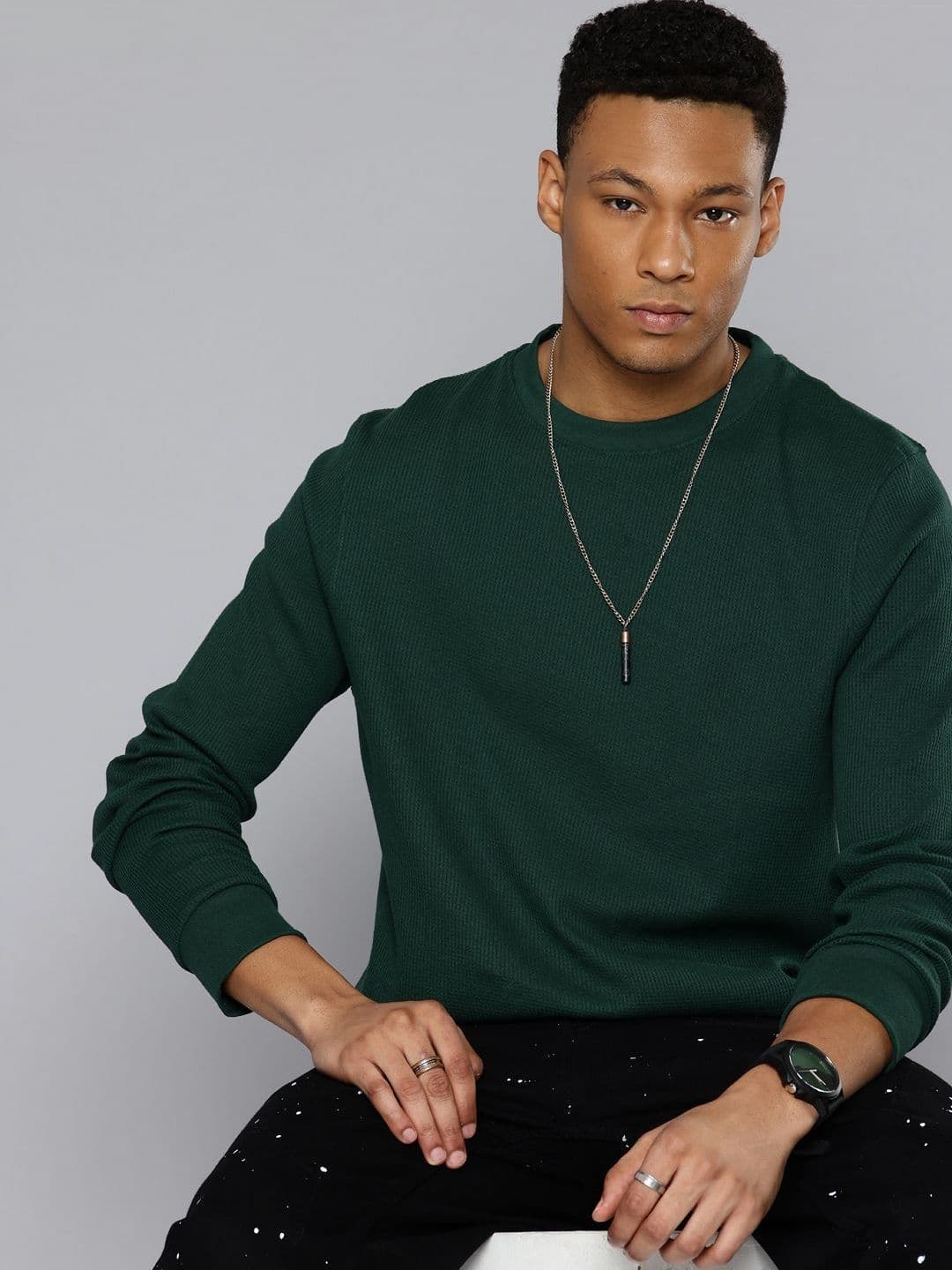 Moda Rapido Men Waffle Textured Cotton T-shirt - view 1
