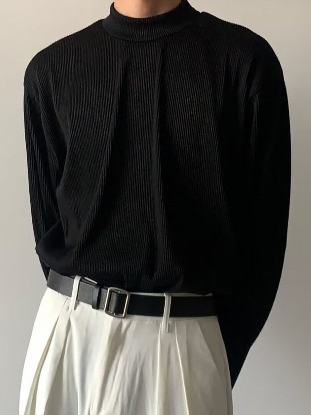 StyleCast x Revolte Men Self Design High Neck Relaxed Fit T-shirt - view 1