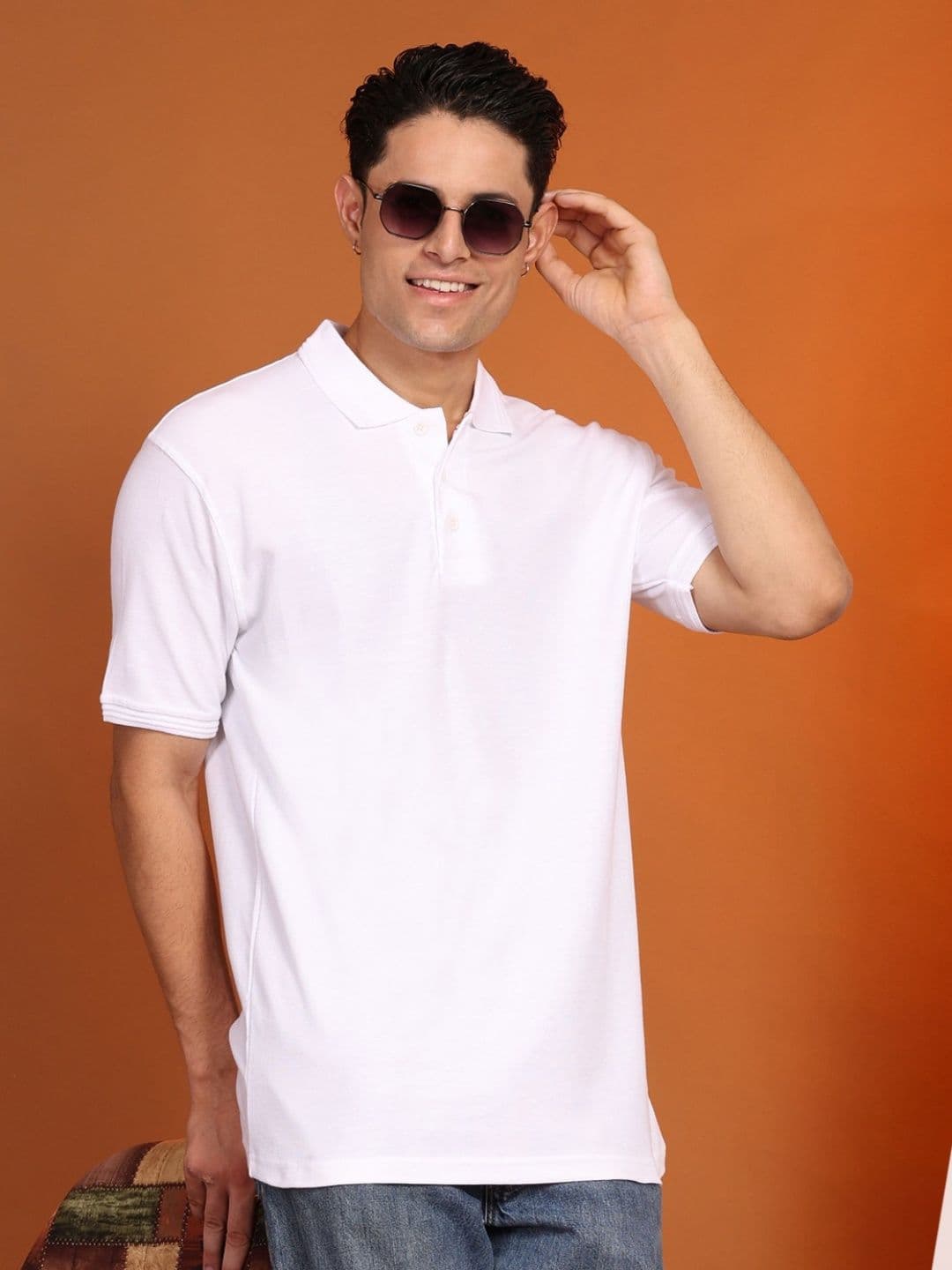 Enciger Men Solid Polo Collar Cotton T-shirt - view 1