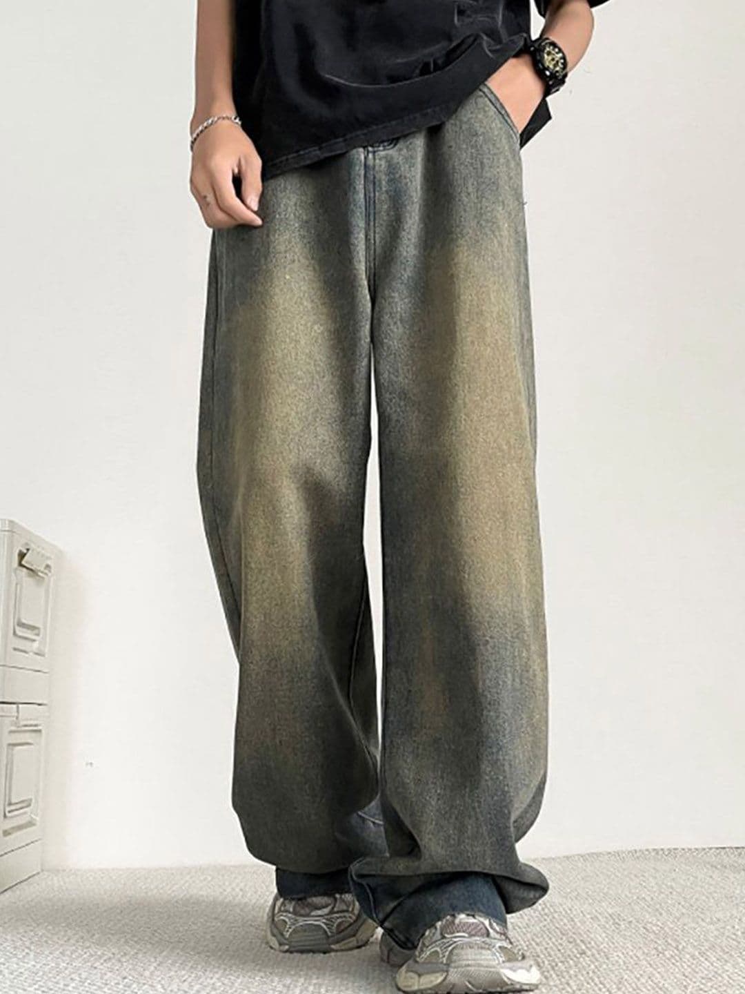 StyleCast x Revolte Men Wide Leg Medium Shade Jeans - view 1