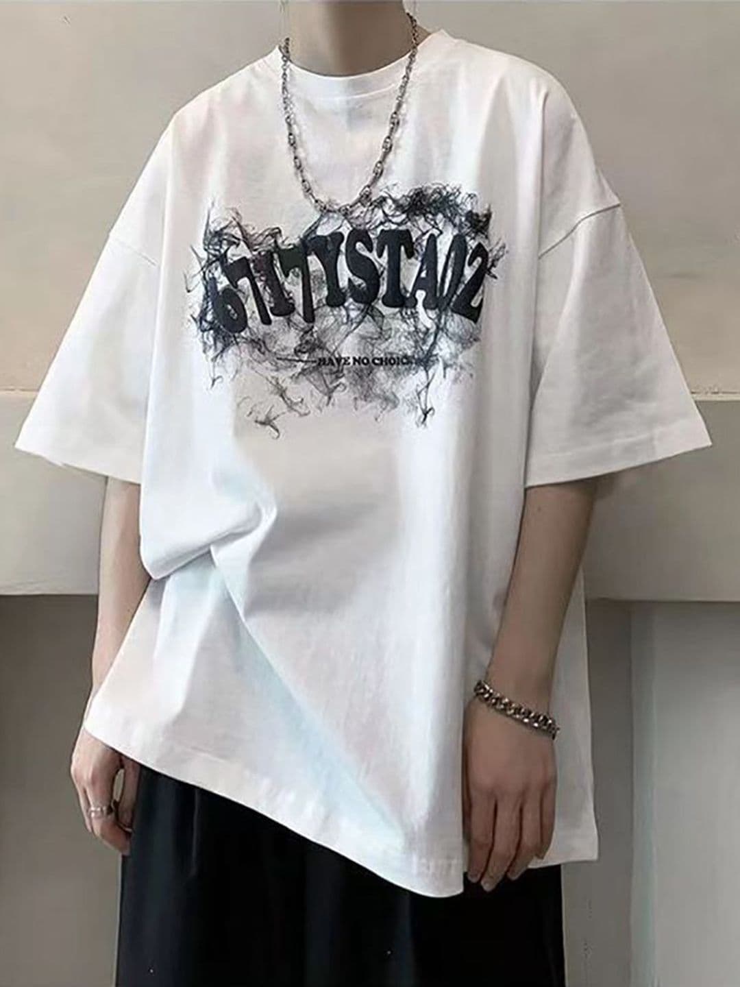 StyleCast x Revolte Men Typography Printed Round Neck Cotton Oversized T-shirt - view 1
