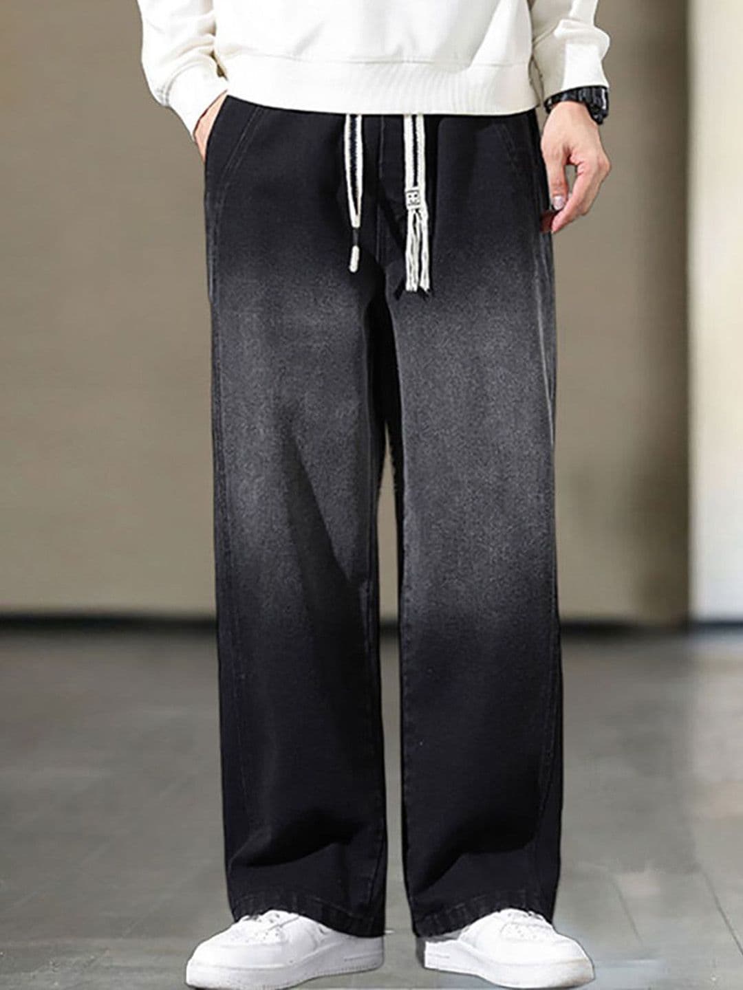 StyleCast x Revolte Men Wide Leg Light Fade Jeans - view 1