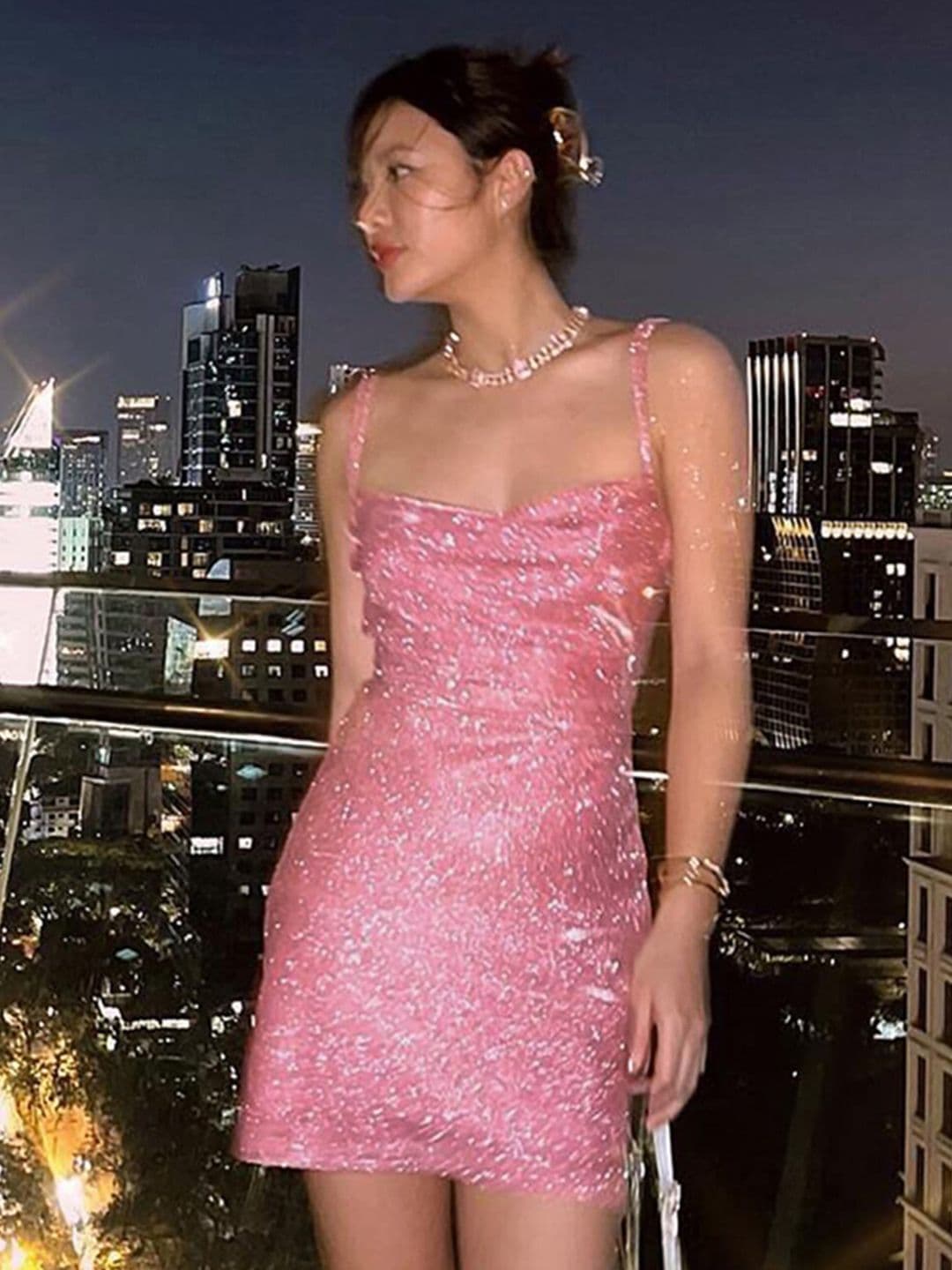 StyleCast Sequin Embellished Shoulder Straps Mini Bodycon Dress - view 1