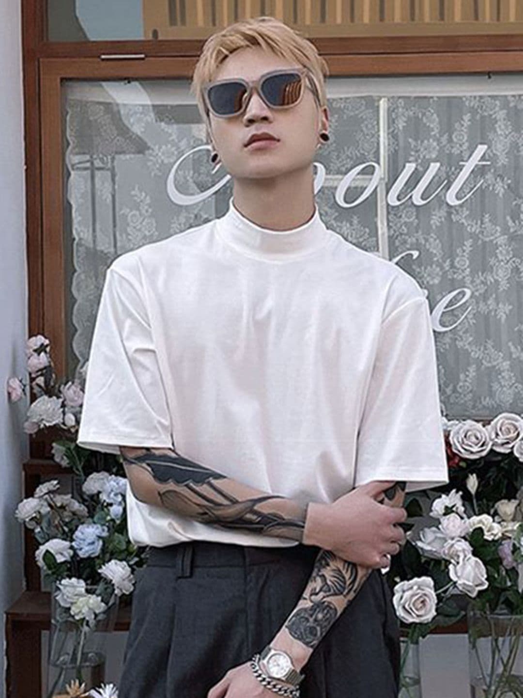 StyleCast x Revolte Men Solid High Neck T-shirt - view 1