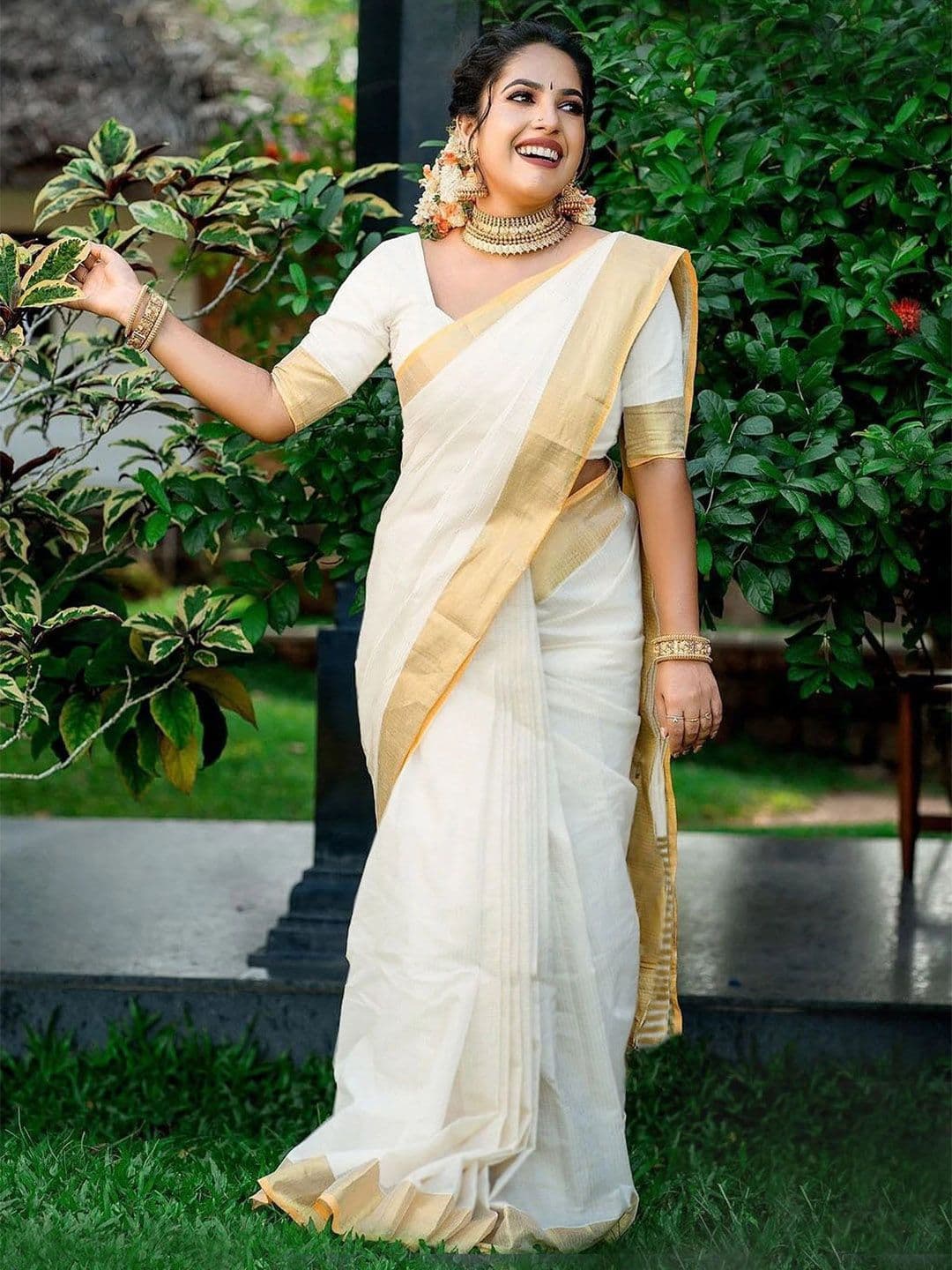 SUPERLAXMI Zari Silk Cotton Designer Kasavu Saree - view 1