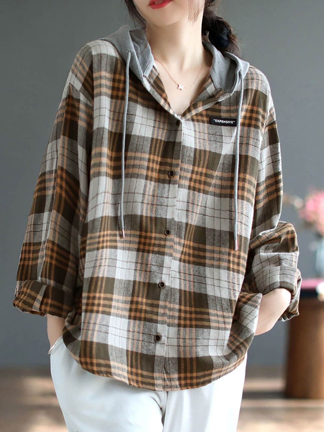 StyleCast x Revolte Women Checked Hooded Tailored Jacket - view 1