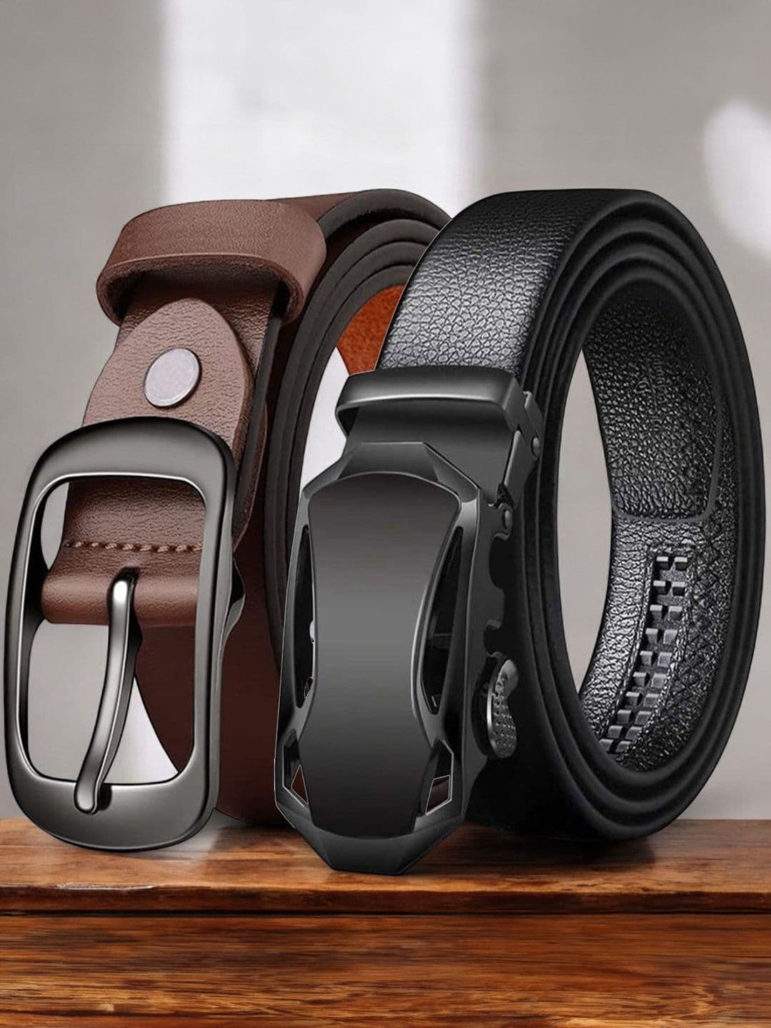 The Roadster Lifestyle Co Men Set Of 2 Textured Genuine Leather Formal Belts - view 1