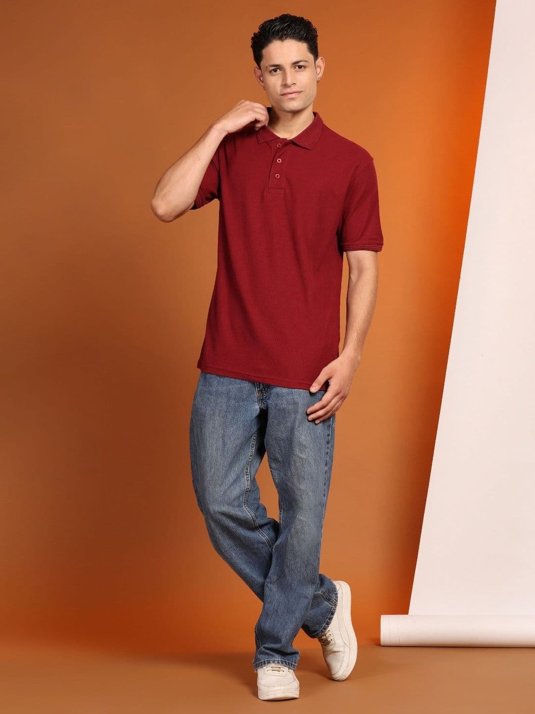 Enciger Men Solid Polo Collar Cotton T-shirt - view 1