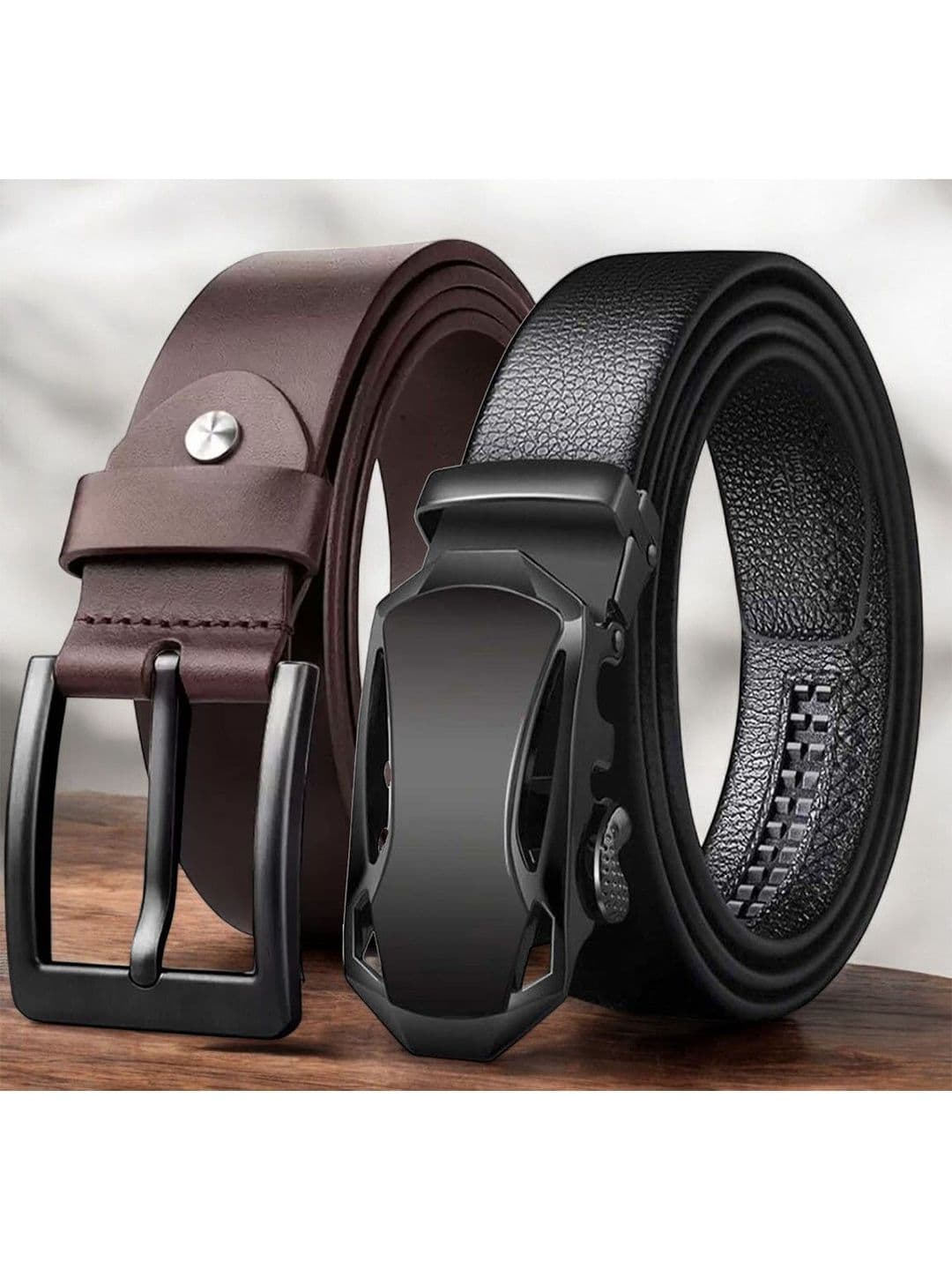 The Roadster Lifestyle Co Men Set Of 2 Textured Genuine Leather Formal Belts - view 1