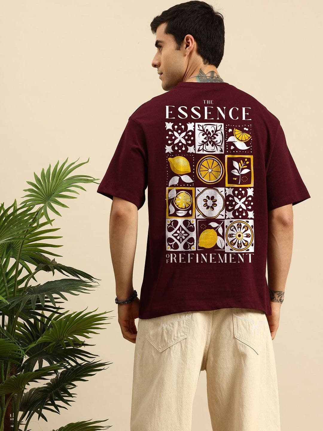 Mast & Harbour Men Graphic Printed Round Neck Cotton Oversized T-shirt - view 1