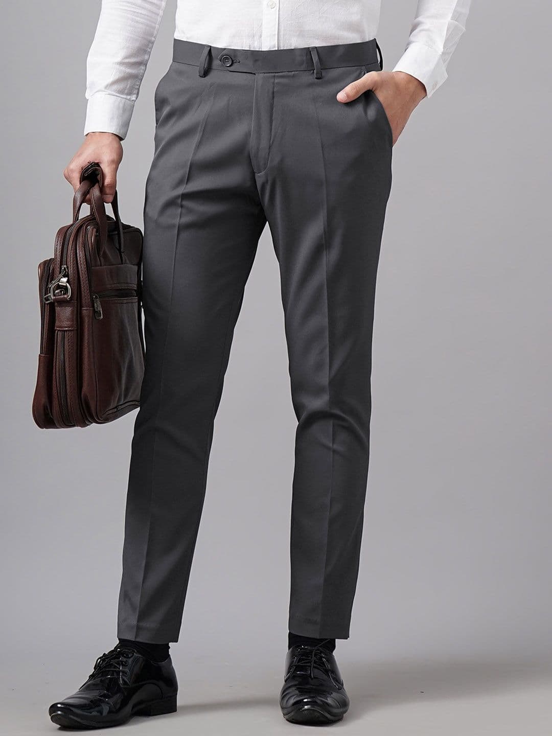 MANCREW Men Tailored Mid-Rise Slim Fit Formal Trousers - view 1