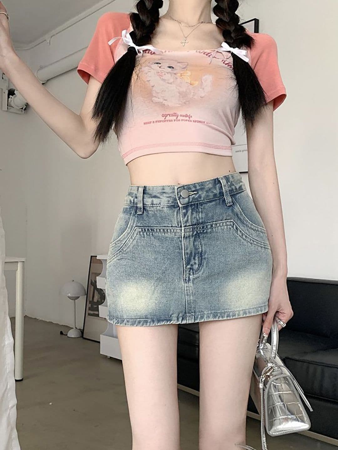 StyleCast Women Solid Pure Cotton Straight Mini Skirts - view 1