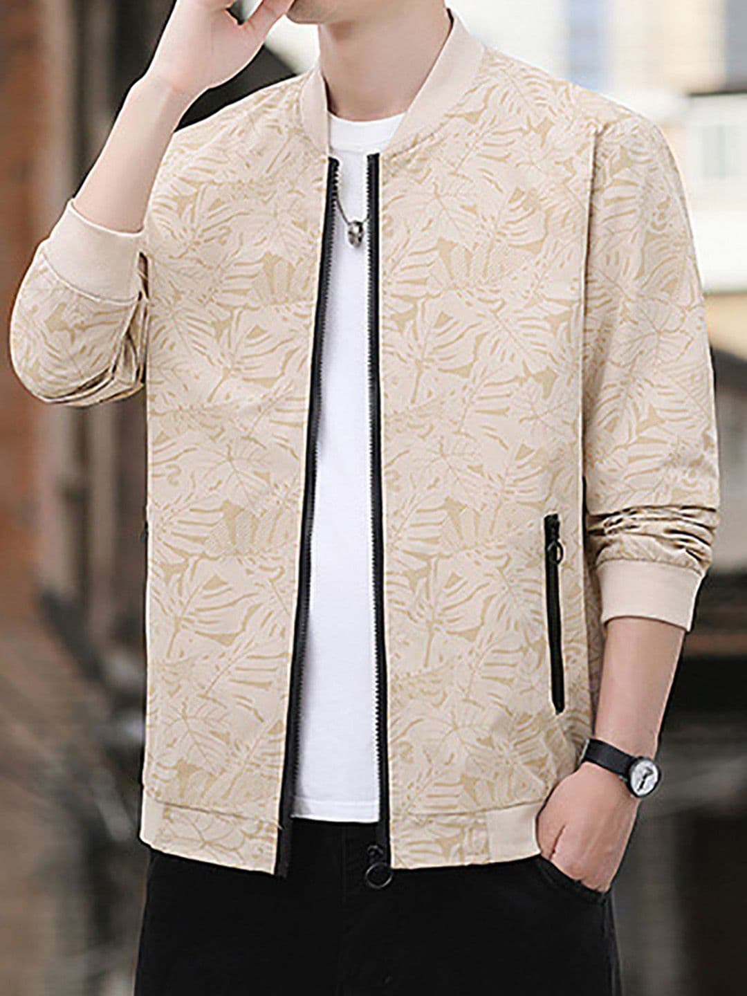 StyleCast x Revolte Men Stand Collar Tropical Printed Casual Bomber Jacket - view 1