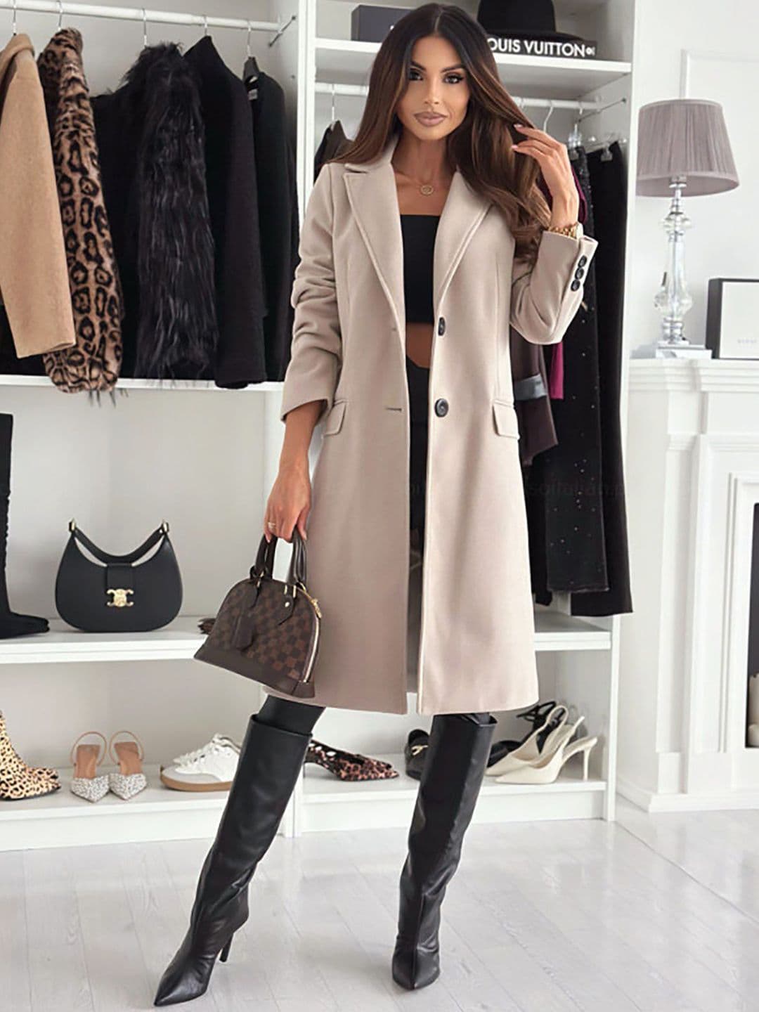 StyleCast x Revolte Women Solid Notched Lapel Overcoat - view 1