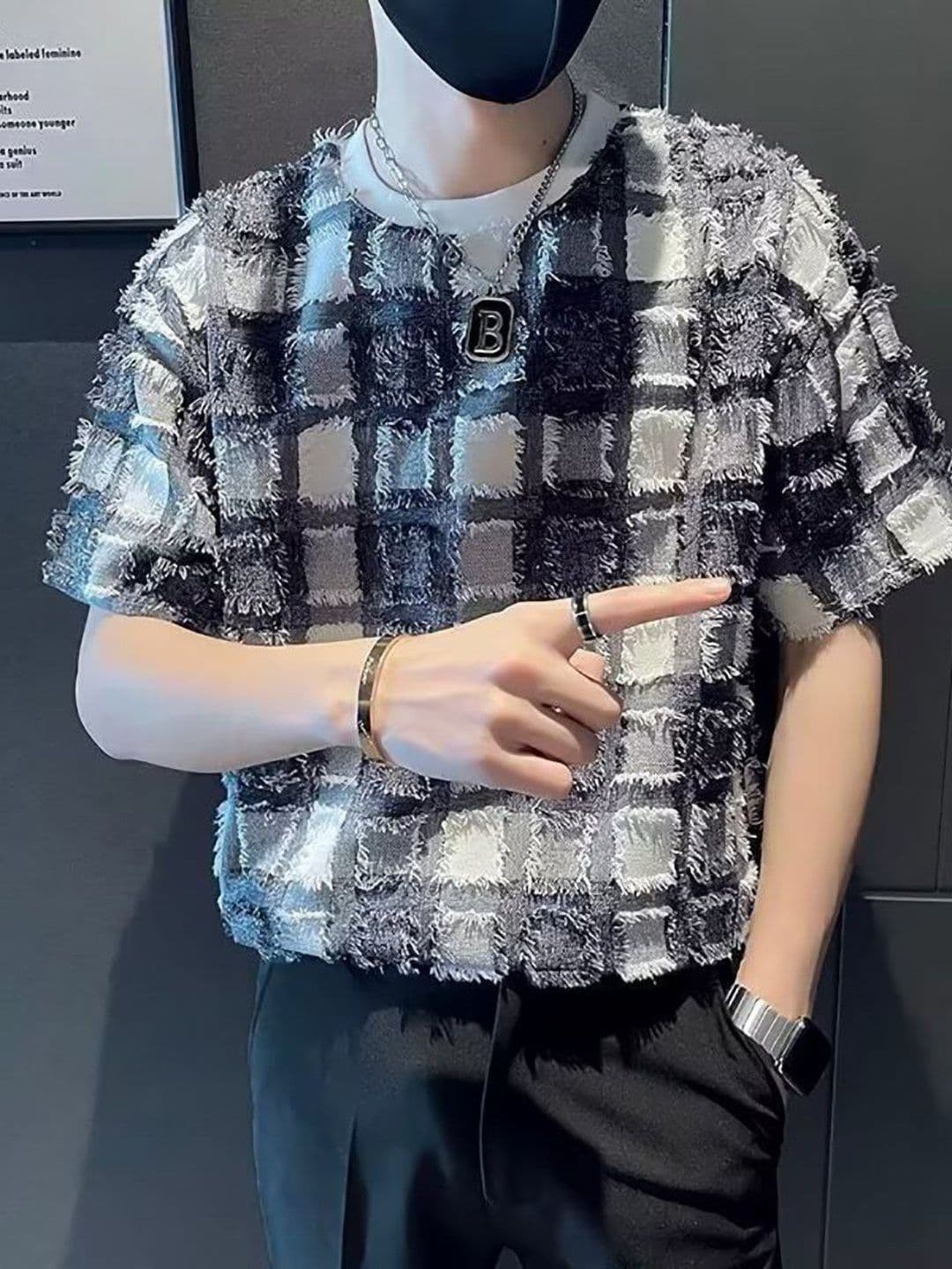 StyleCast x Revolte Men Self Design Round Neck T-shirt - view 1