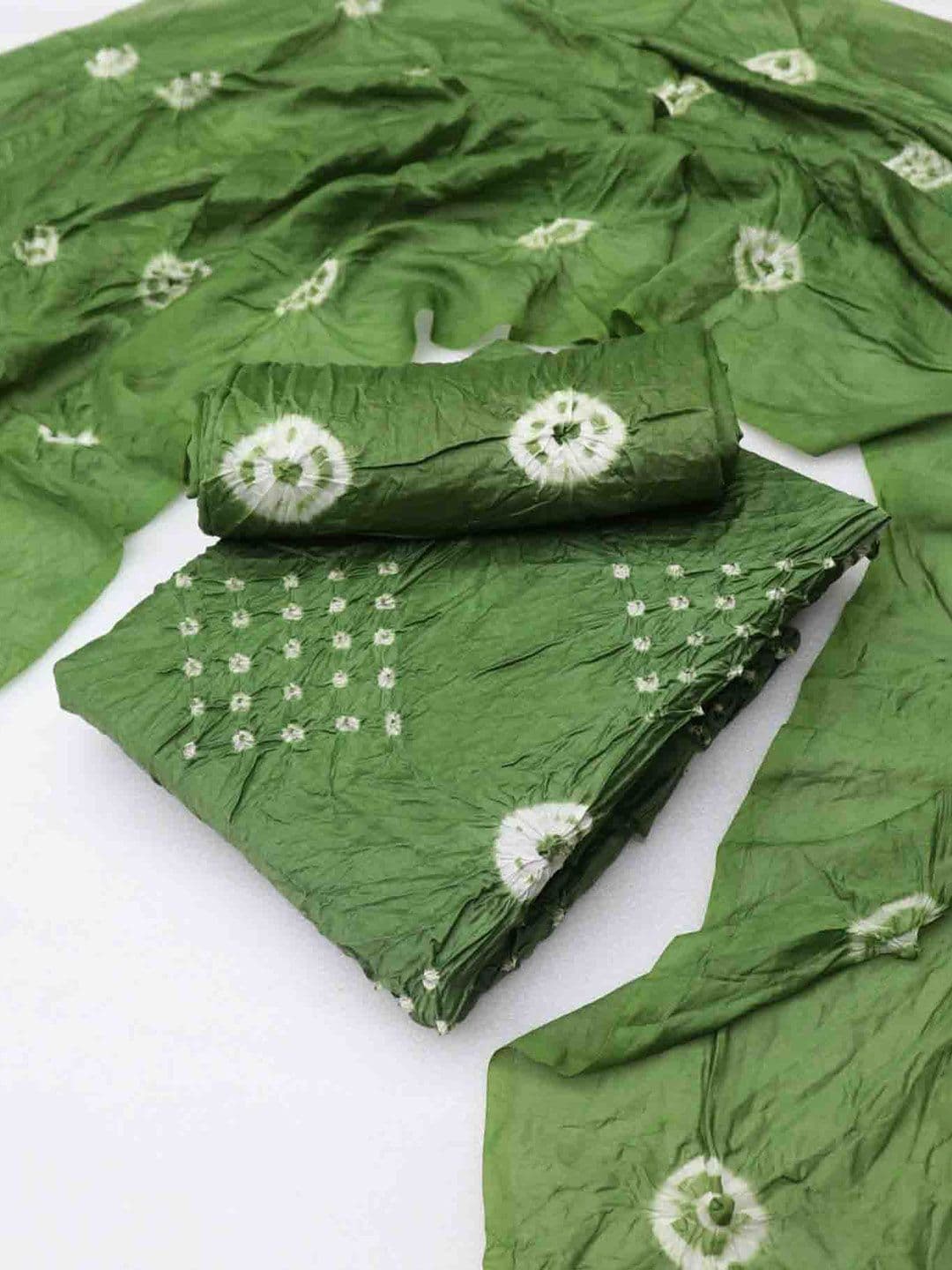 DIVASTRI Bandhani Dyed Chanderi Cotton Unstitched Dress Material - view 1