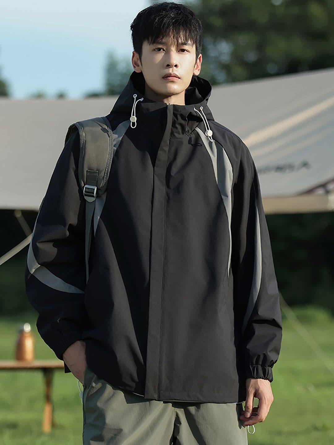 StyleCast x Revolte Men Hooded Colourblocked Casual Windcheater Jacket - view 1