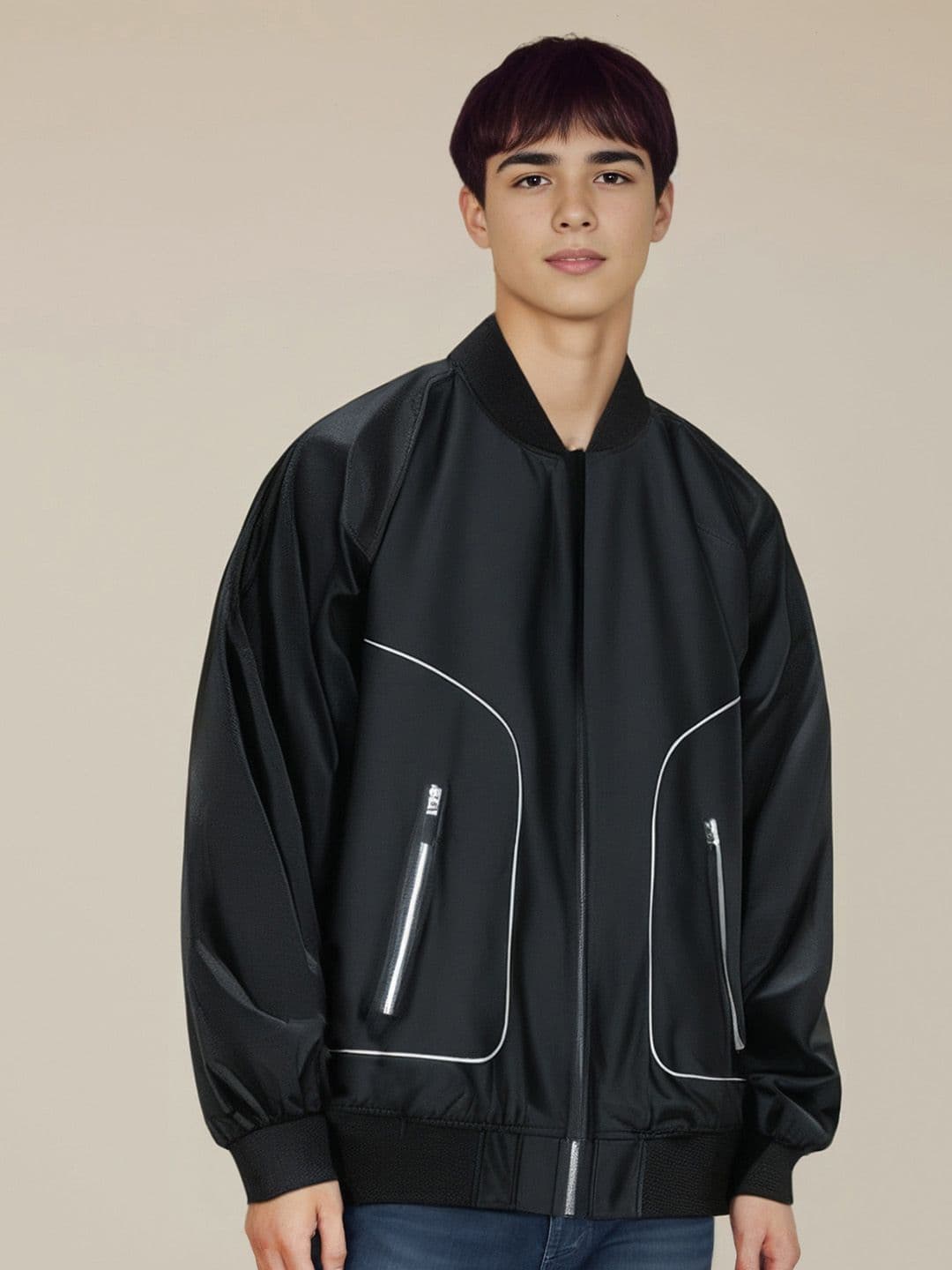 StyleCast x Revolte Men Stand Collar Solid Casual Bomber Jacket - view 1