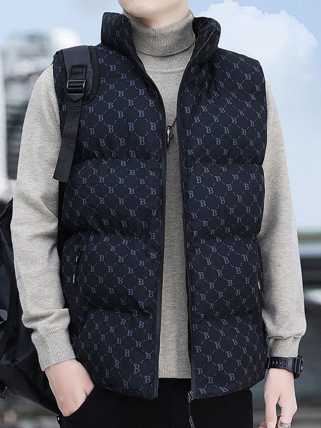 StyleCast x Revolte Men Geometric Printed Padded Jacket - view 1
