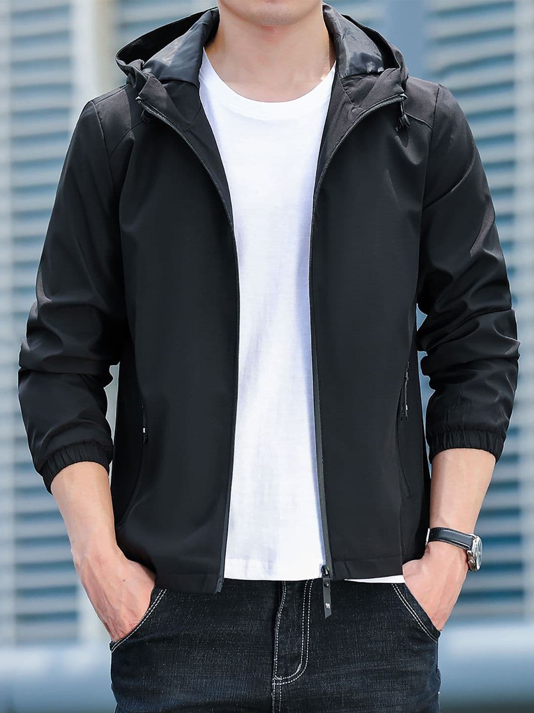 StyleCast x Revolte Men Open Front Hooded Jacket - view 1