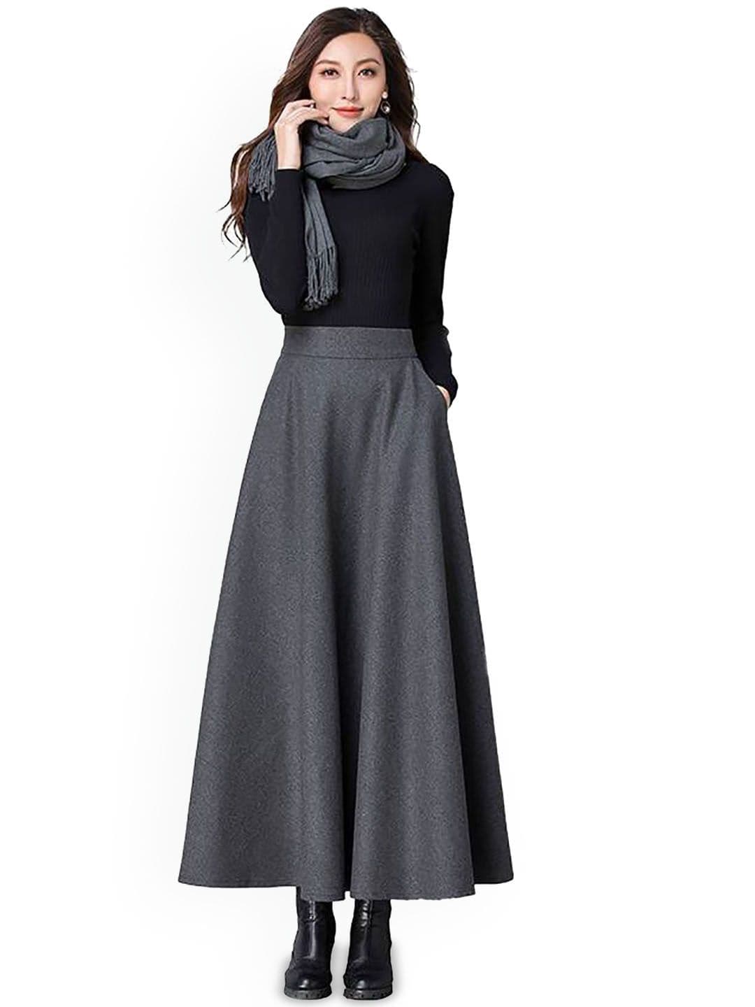 StyleCast x Revolte Women Solid Flared Maxi Skirts - view 1