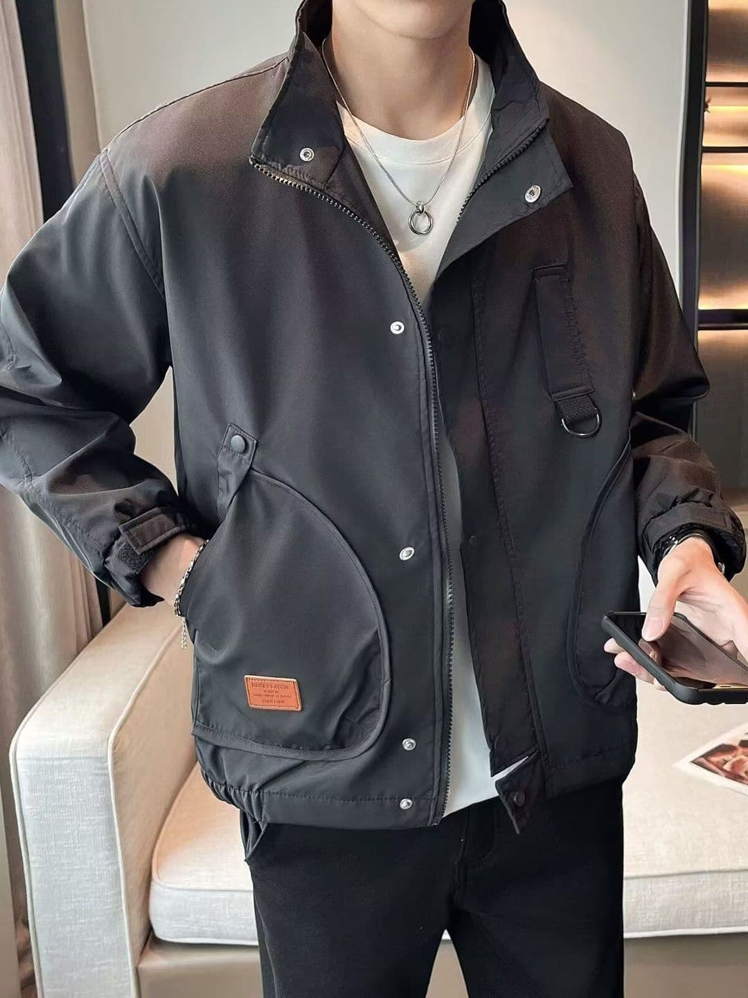 StyleCast x Revolte Men Mock Collar Solid Casual Tailored Jacket - view 1