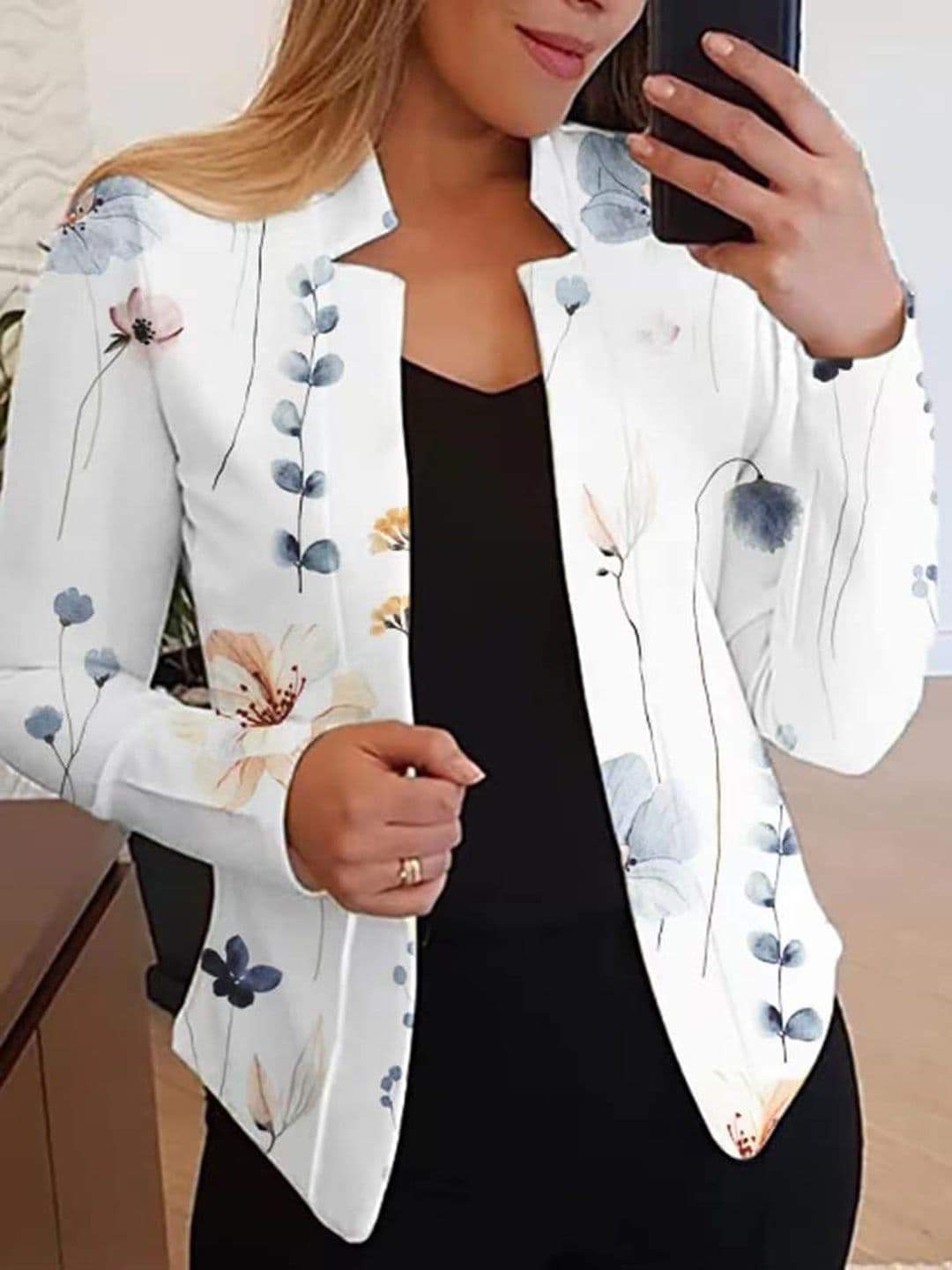StyleCast White Floral Denim Jacket with Embroidered - view 1