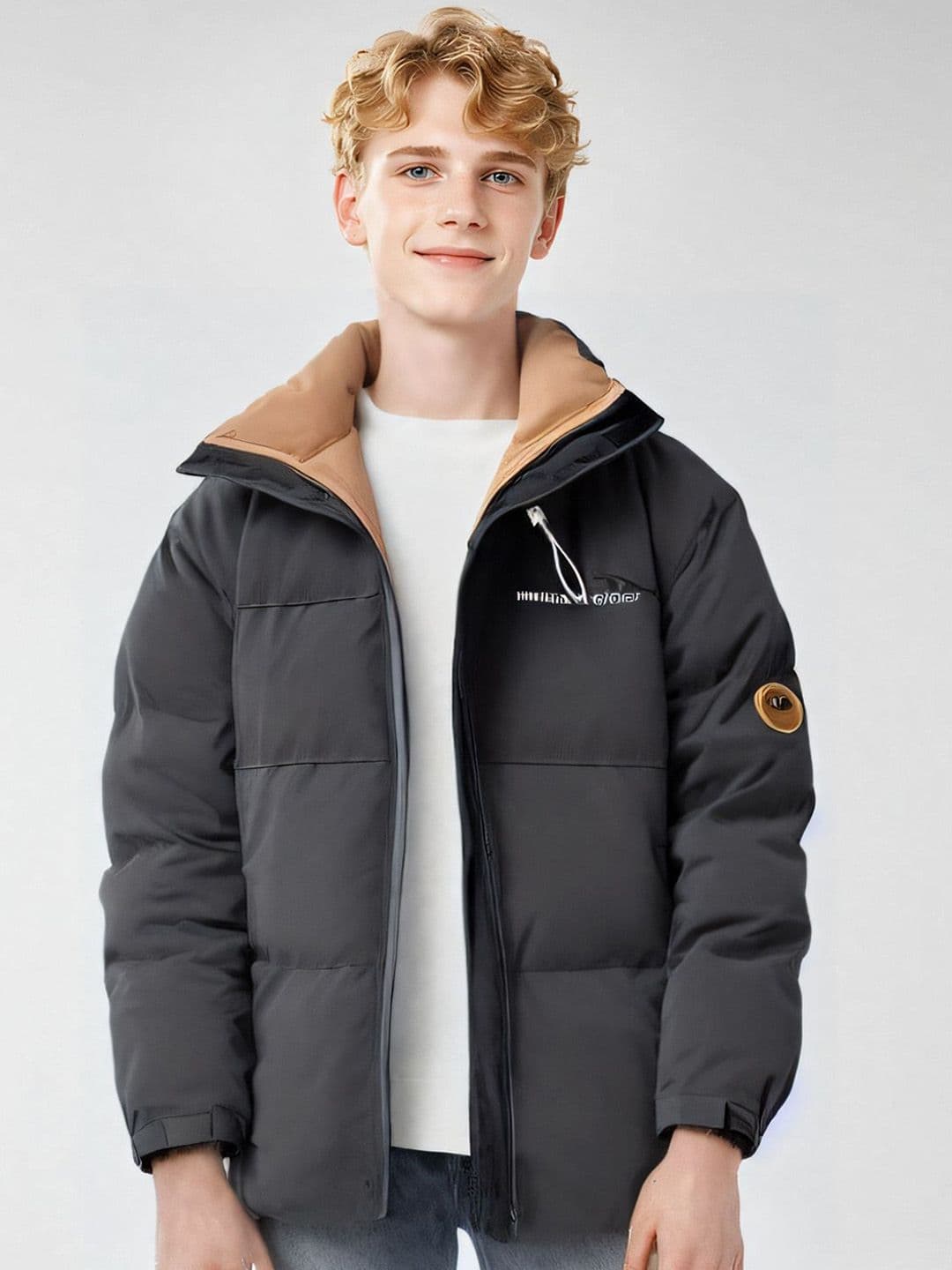 StyleCast x Revolte Men Mock Collar Solid Casual Padded Jacket - view 1