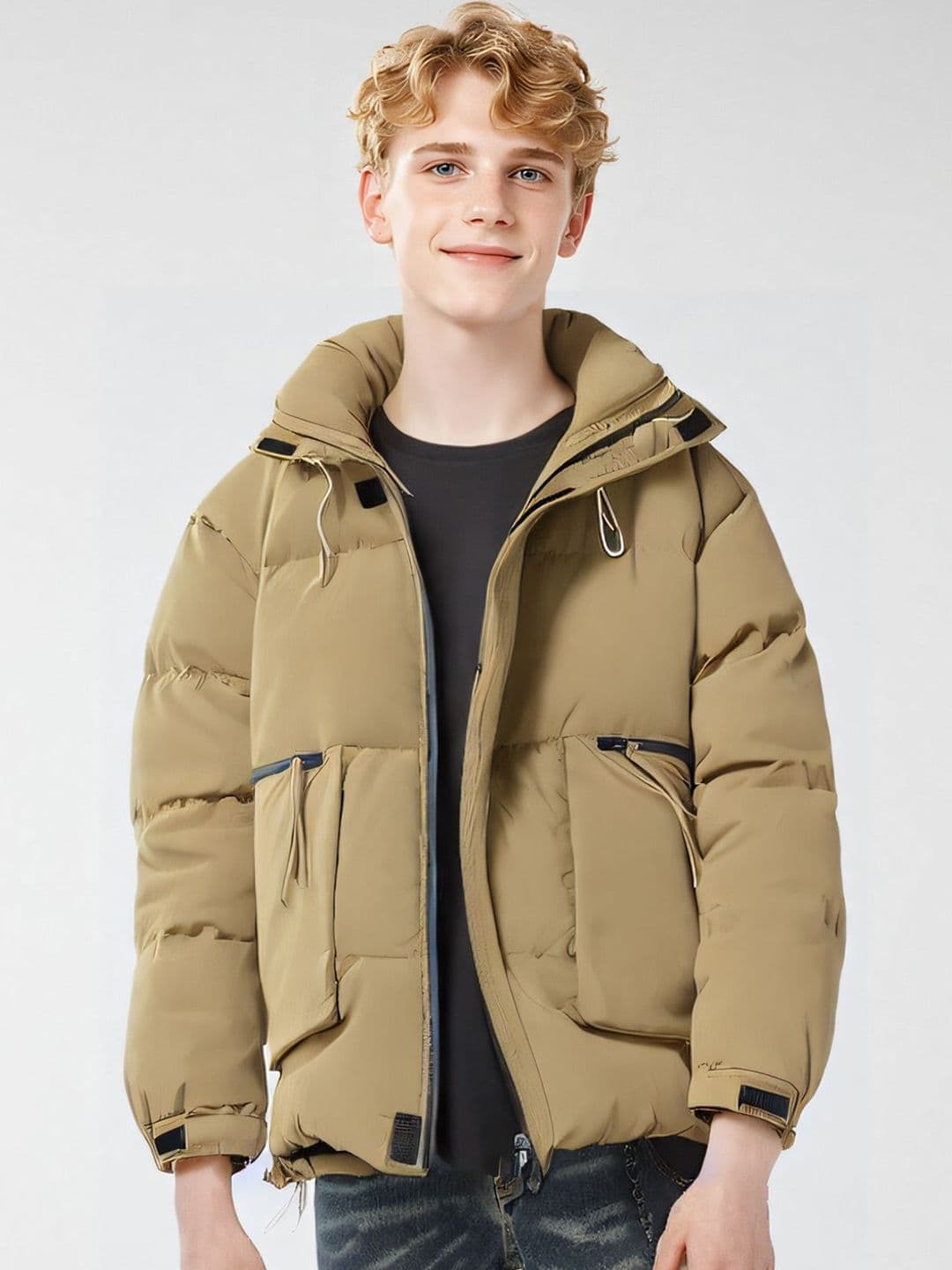 StyleCast x Revolte Men Mock Collar Solid Casual Padded Jacket - view 1