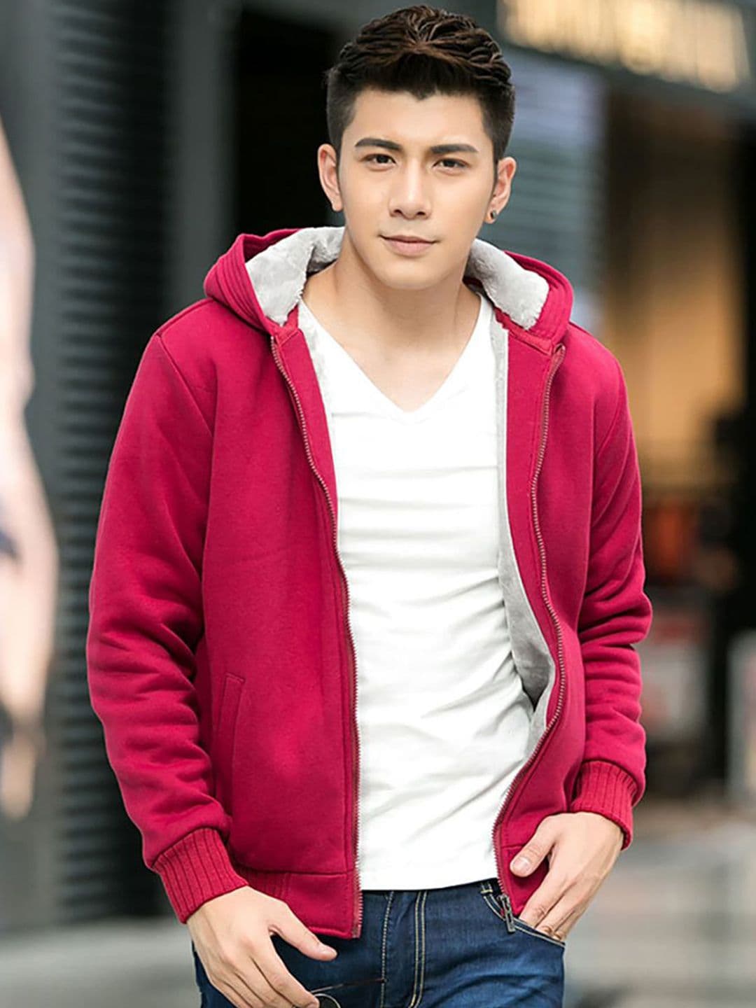 StyleCast x Revolte Men Hooded Solid Casual Bomber Jacket - view 1