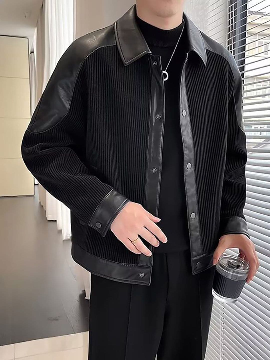 StyleCast x Revolte Men Solid Casual Leather Jacket - view 1
