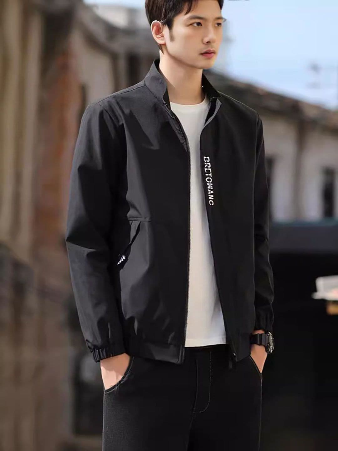 StyleCast x Revolte Men Mock Collar Bomber Jacket - view 1