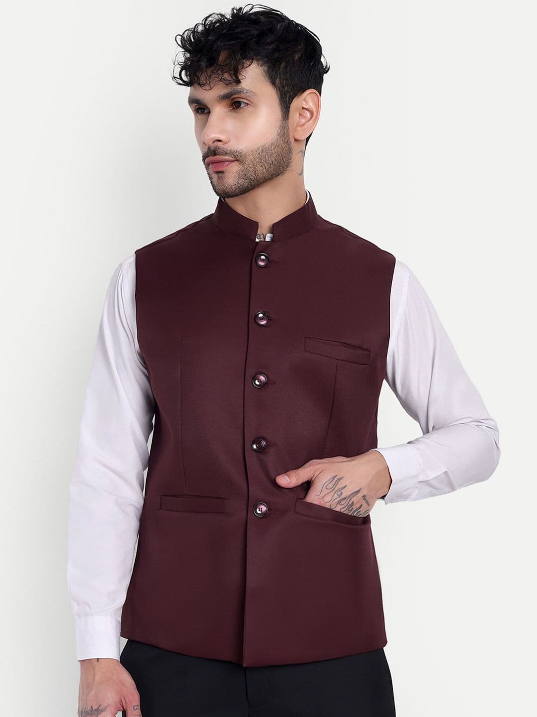 Moda Rapido Mandarin Collar Nehru Jacket - view 1