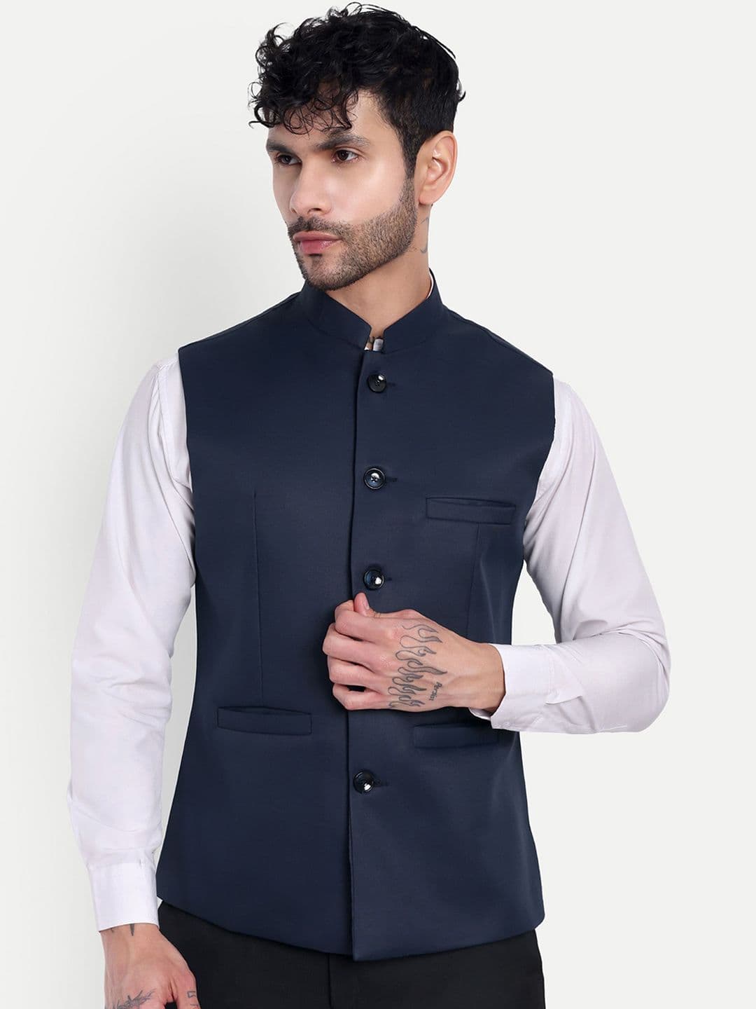 Moda Rapido Mandarin Collar Nehru Jacket - view 1