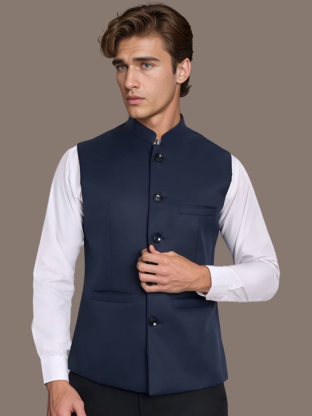 Moda Rapido Mandarin Collar Nehru Jacket - view 1