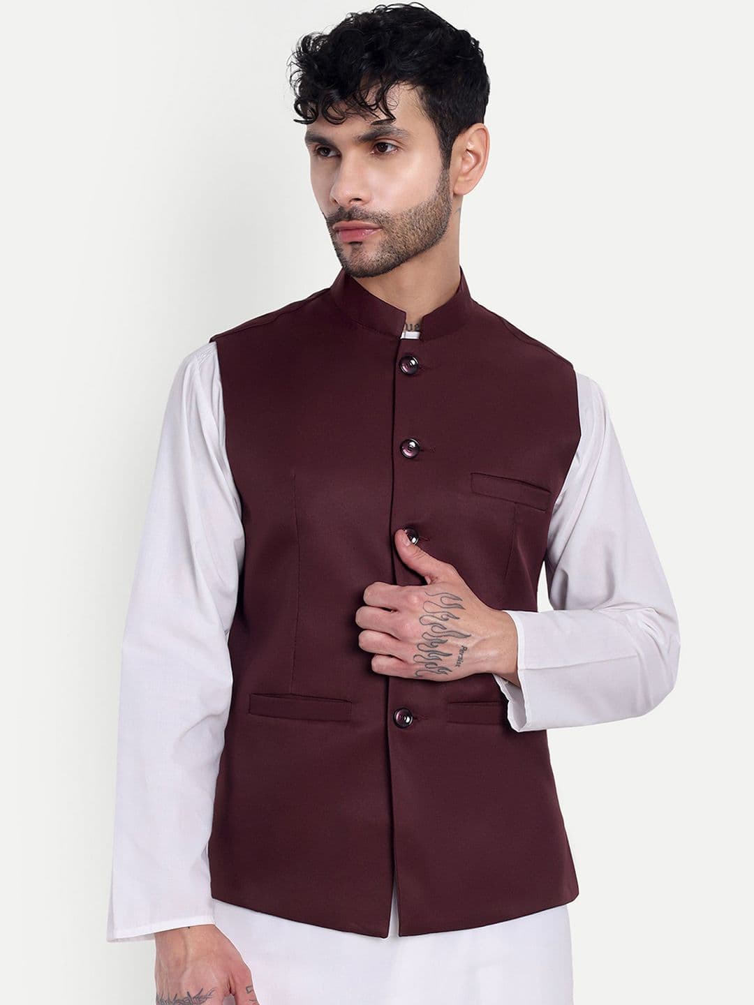 Moda Rapido Mandarin Collar Nehru Jacket - view 1