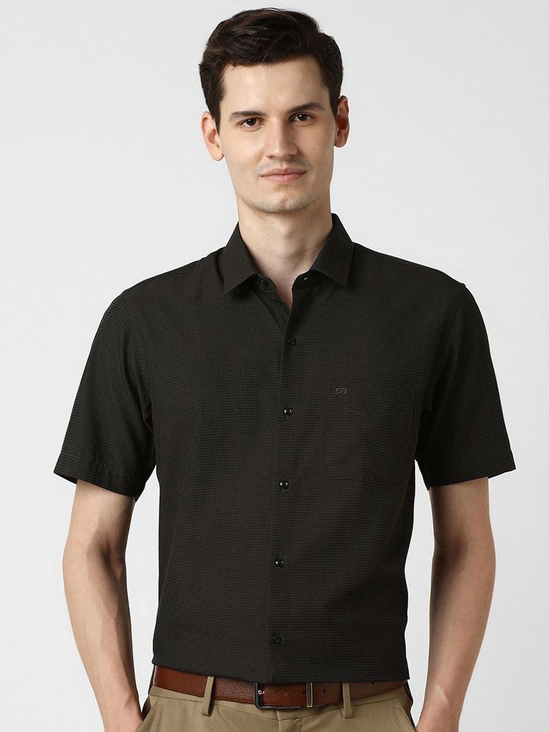 Peter England Men Textured Spread Collar Formal Shirt - view 1