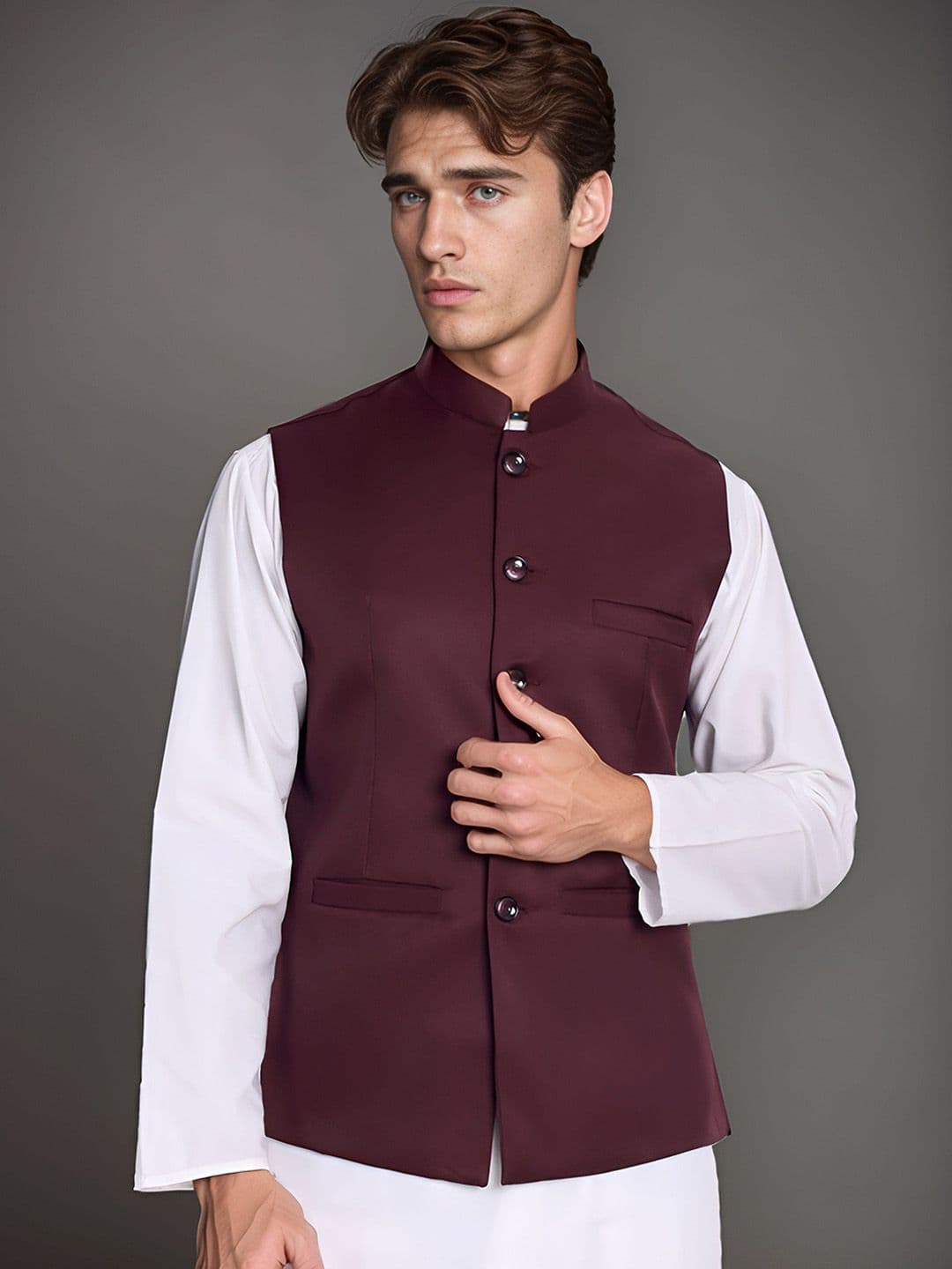 Moda Rapido Mandarin Collar Nehru Jacket - view 1