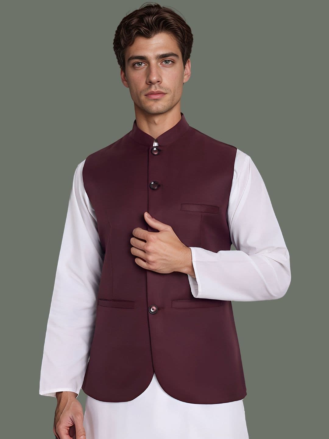 Moda Rapido Mandarin Collar Nehru Jacket - view 1