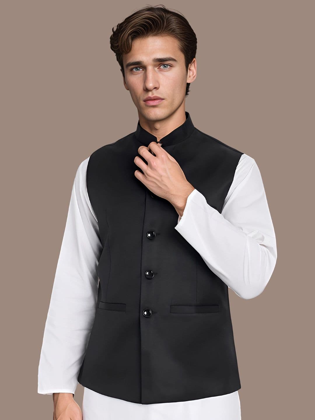 Moda Rapido Mandarin Collar Nehru Jacket - view 1
