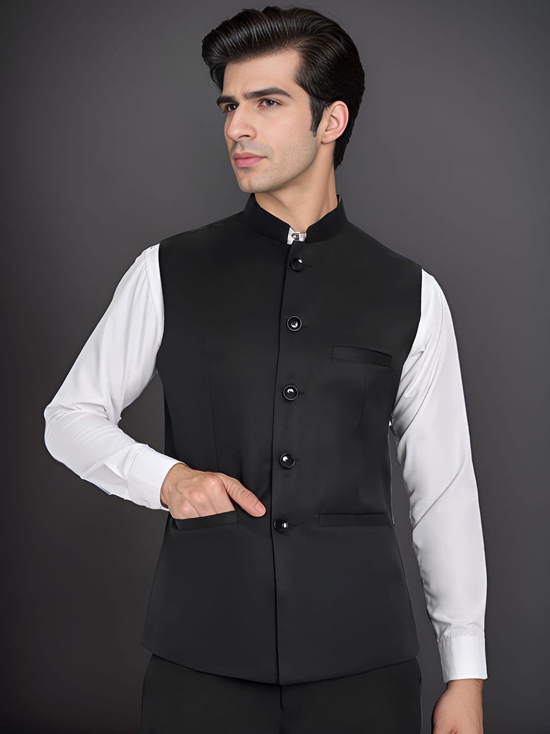 Moda Rapido Mandarin Collar Nehru Jacket - view 1