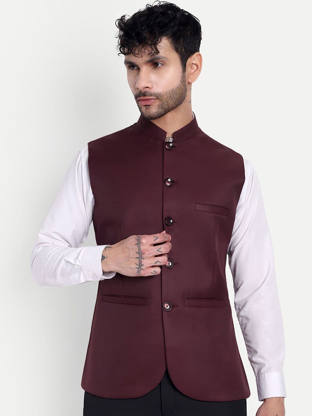Moda Rapido Mandarin Collar Nehru Jacket - view 1