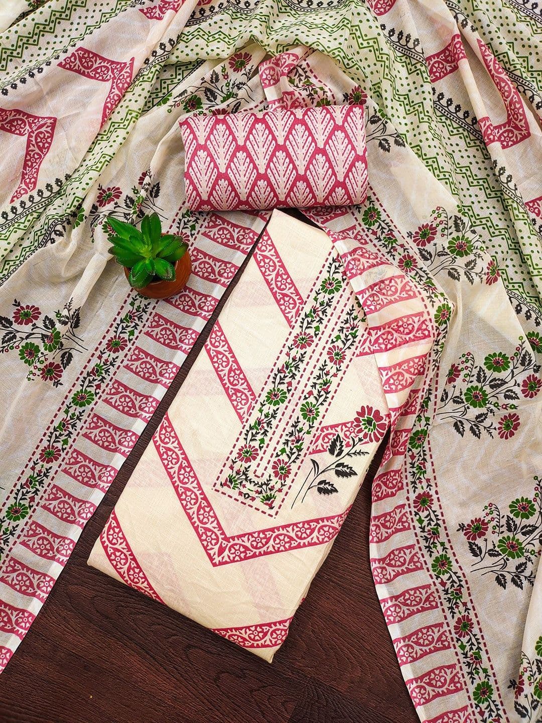 KALINI Floral Printed Unstitched Dress Material - view 1