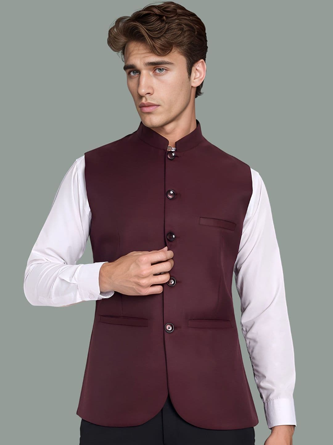 Moda Rapido Mandarin Collar Nehru Jacket - view 1