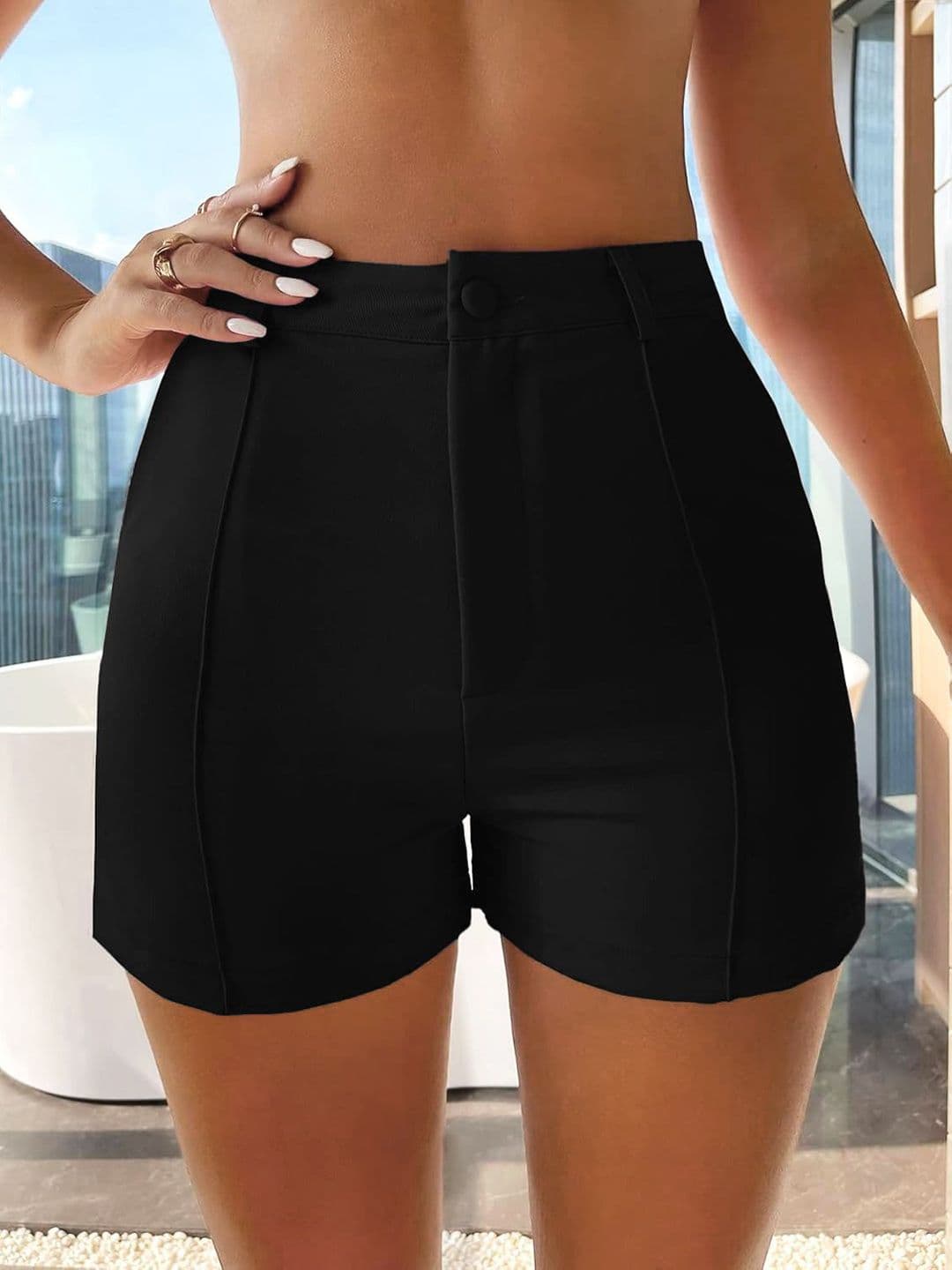 Stylecast X Slyck Women Solid Pattern High-Rise Above Knee Regular Fit Shorts - view 1
